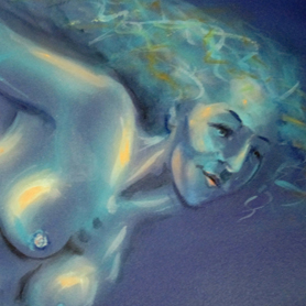 Mermaid mural painted by Kirsten.  c2010