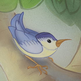 Child's room mural bird detail