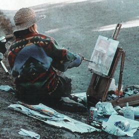 Kirsten painting in Montana.