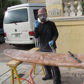 Glassing the Surfboard art piece
